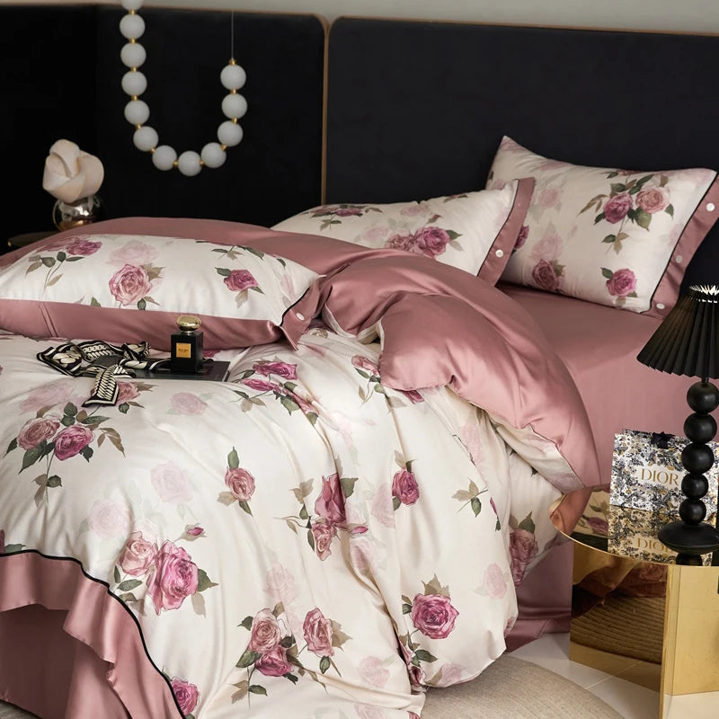 IXORA 600TC Bloom Rose Flowers Bedding Set Lyocell Cotton